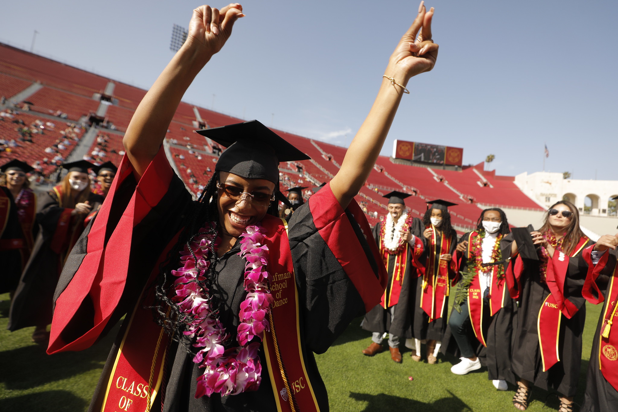 USC graduates celebrate Commencement on the field of the LA Memorial Coliseum