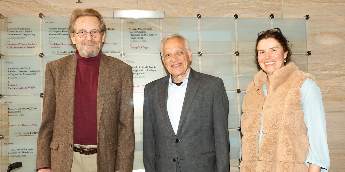 Donald Paul with Yannis Yortsos and Professor Andrea Hodge