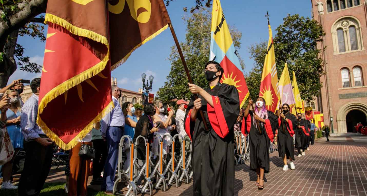 flag bearers at USC Commencement